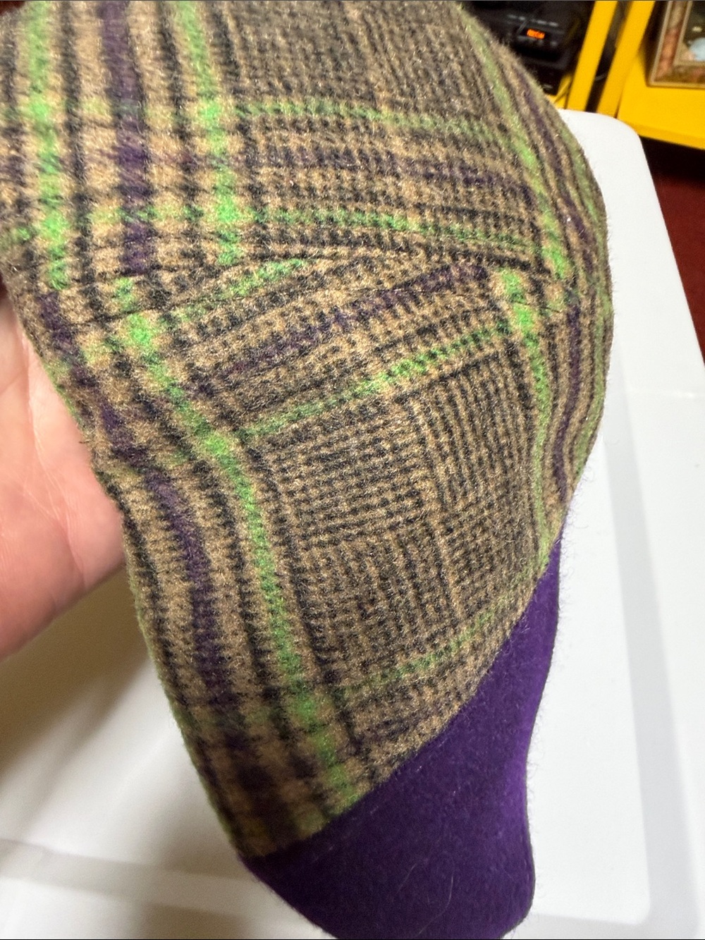 Frankenhead Boston Scally Men's Plaid Newsboy Cap with Purple Front Panel - Picture 5 of 6